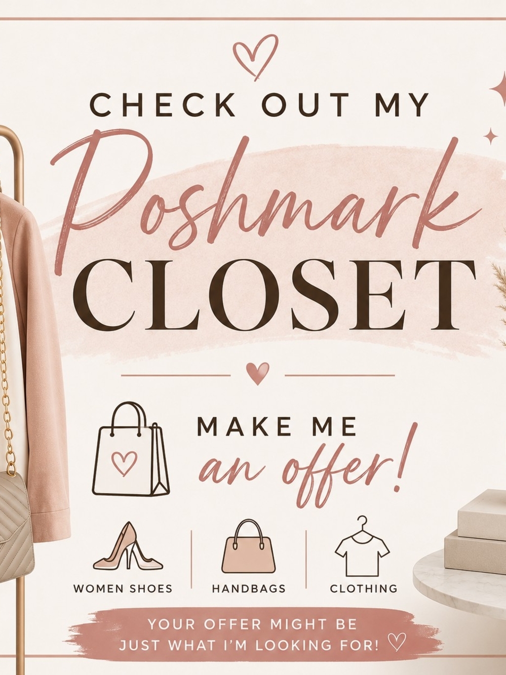 Poshmark Closet Sign - Blush Pink Neutral Graphic